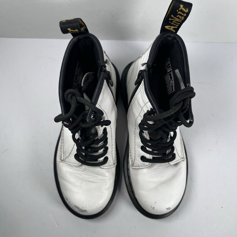 Dr. Doc Martens 1460J Lace Up White Combat Boots Youth Size 12 - Picture 6 of 7